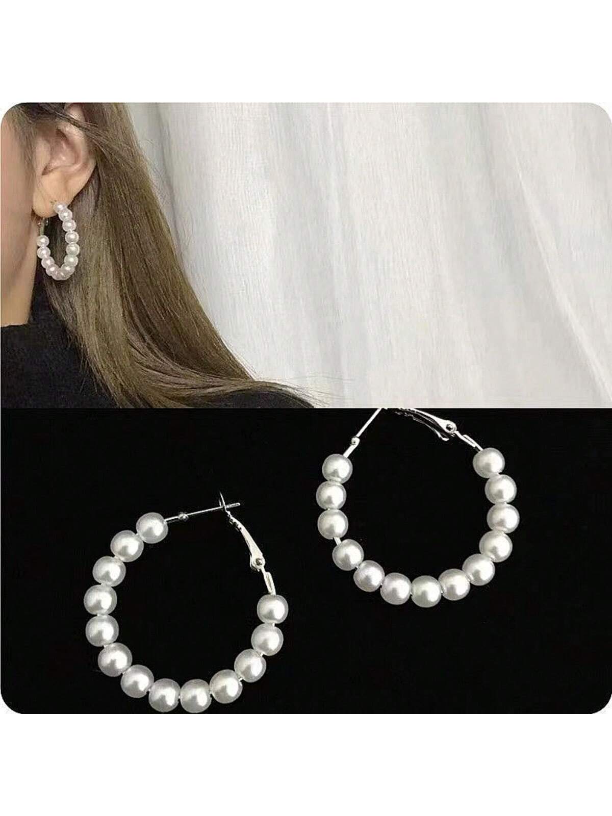 Bold Circle Pearl Statement Earrings