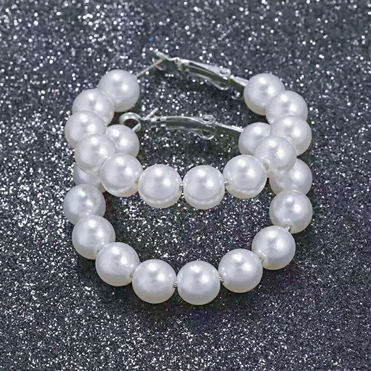 Bold Circle Pearl Statement Earrings