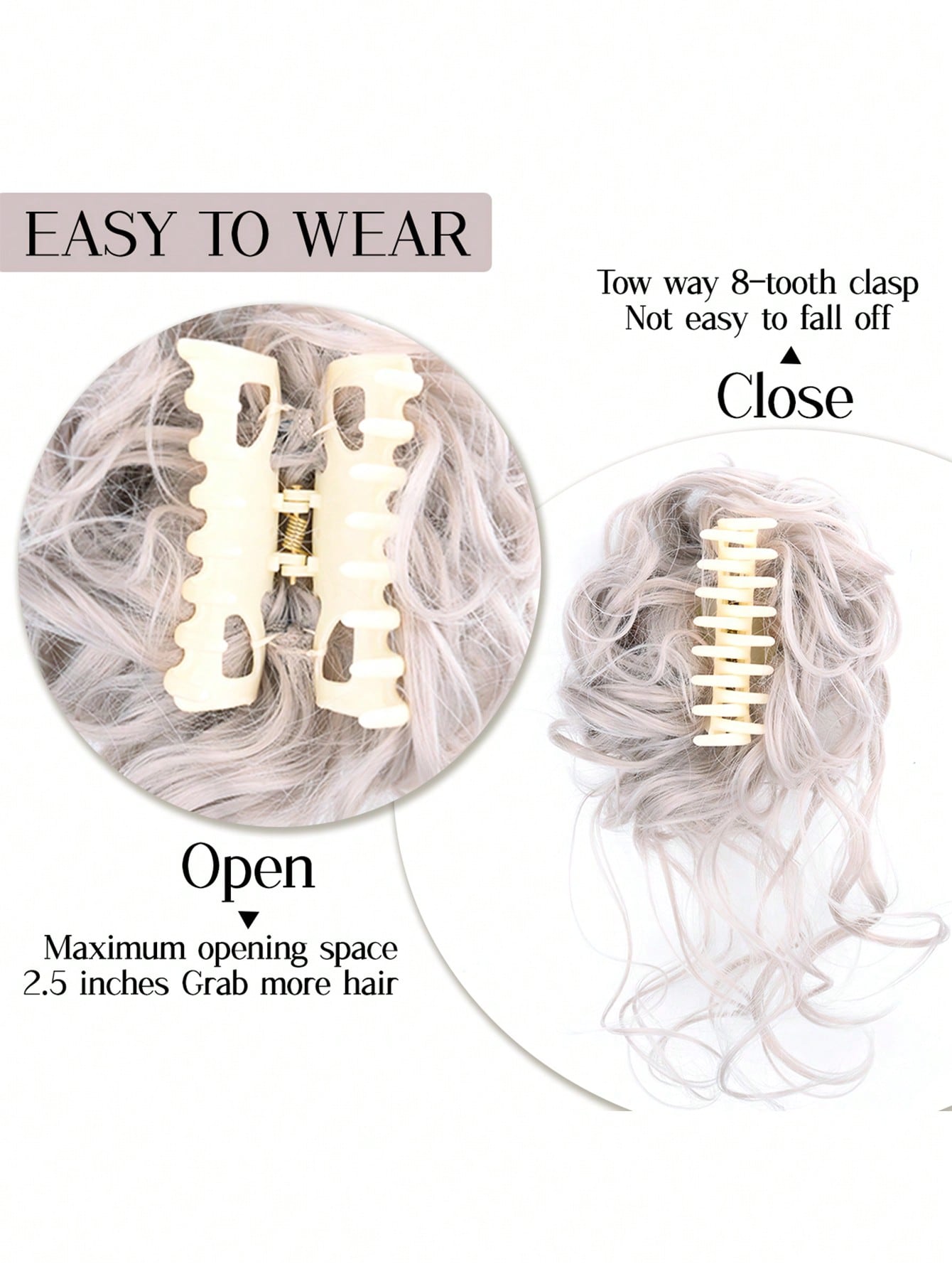 Synthetic Heat Resistant Fiber Curly Wavy Hair Bun Chignon Claw Clip