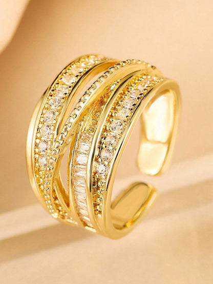 1pc Multi-Layered Stacked Irregular Opening Finger Ring