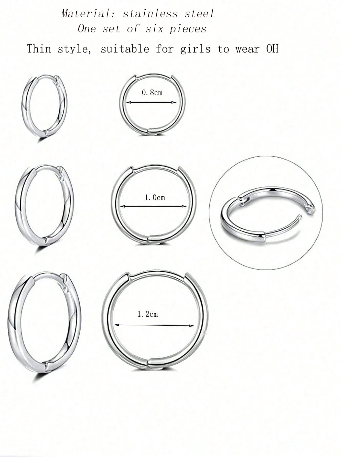 1 Set Of Stainless Steel Hoop Earrings With Multiple Pieces