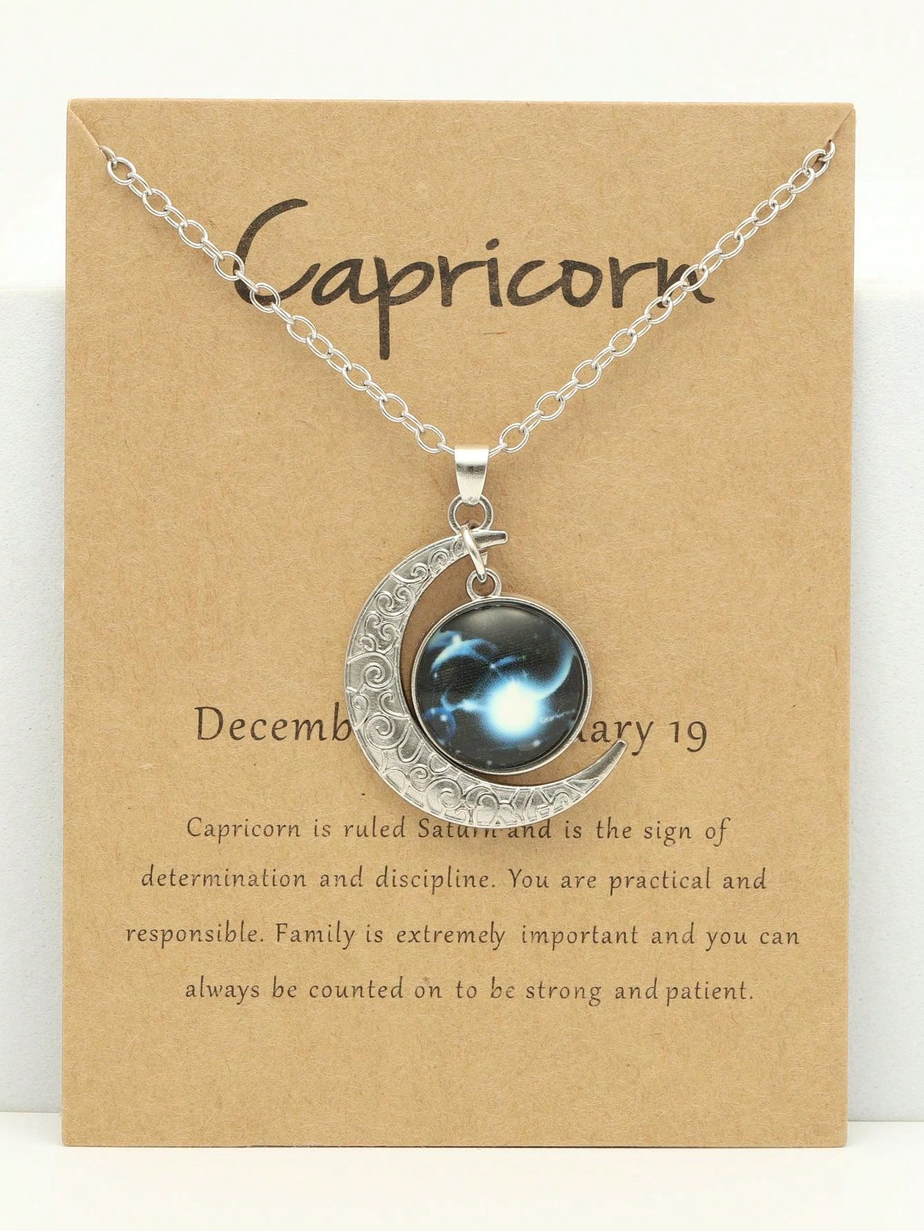 Luminous Vintage Moon & Zodiac Pendant Necklace