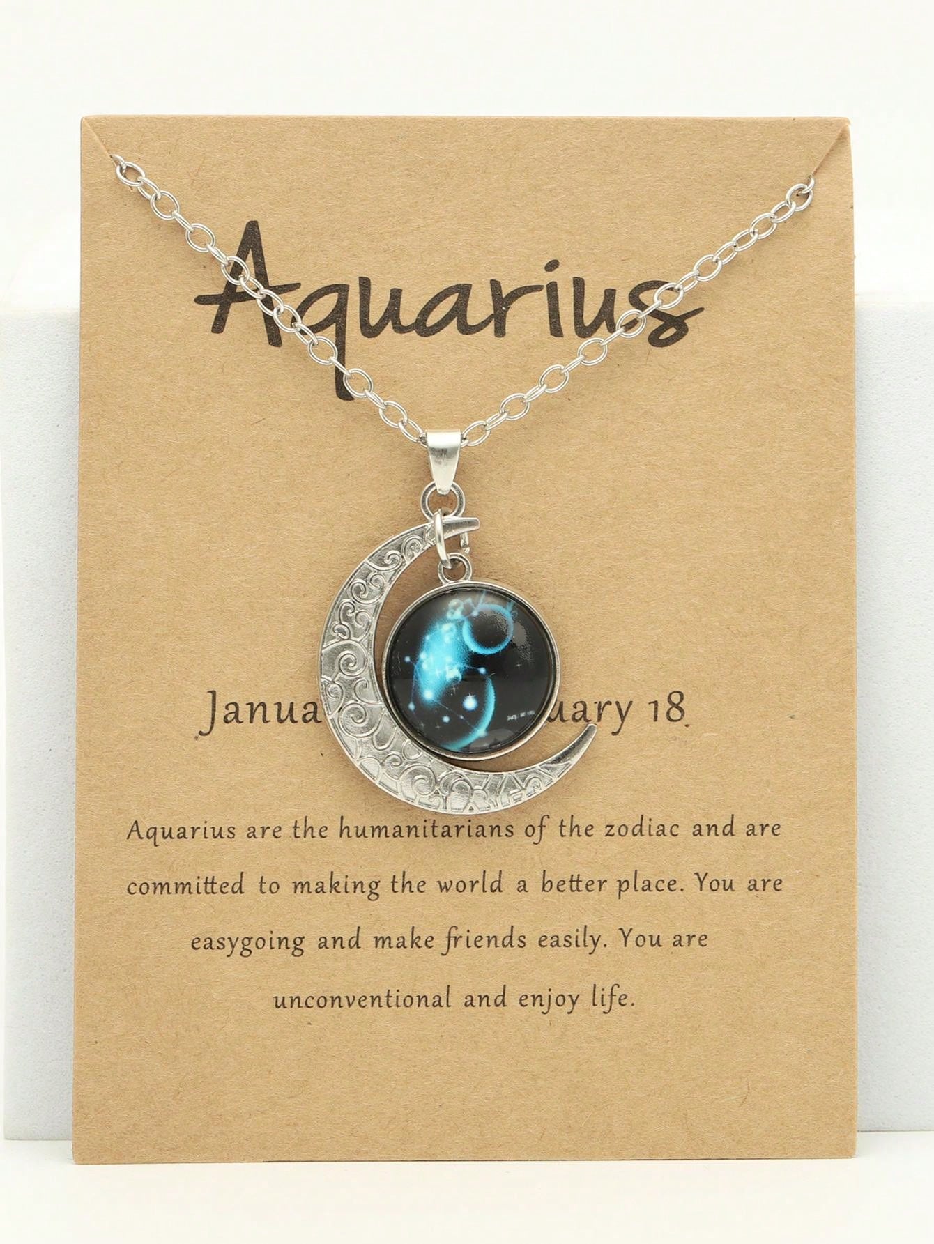 Luminous Vintage Moon & Zodiac Pendant Necklace