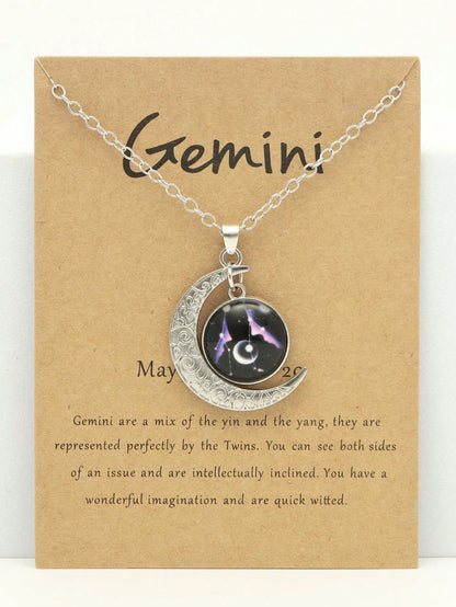 Luminous Vintage Moon & Zodiac Pendant Necklace