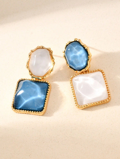 Oval Decor Stud Earrings