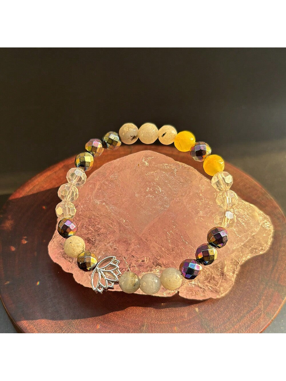 Chakra Natural Stone Lotus Yoga Bracelet for Aura Defence