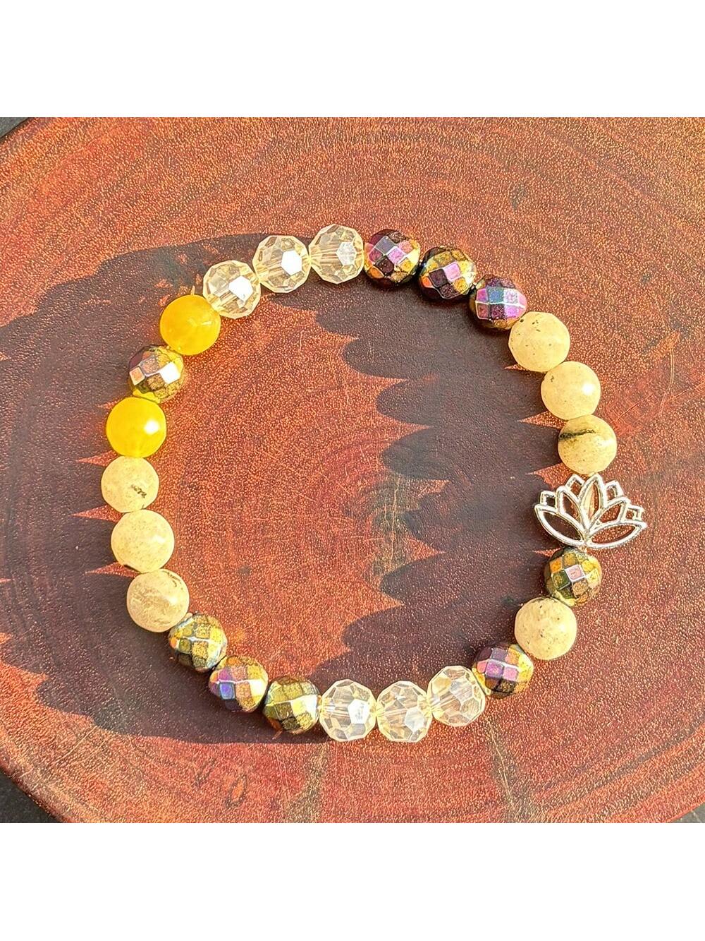 Chakra Natural Stone Lotus Yoga Bracelet for Aura Defence