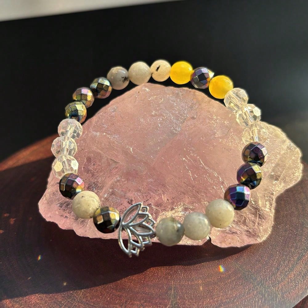 Chakra Natural Stone Lotus Yoga Bracelet for Aura Defence