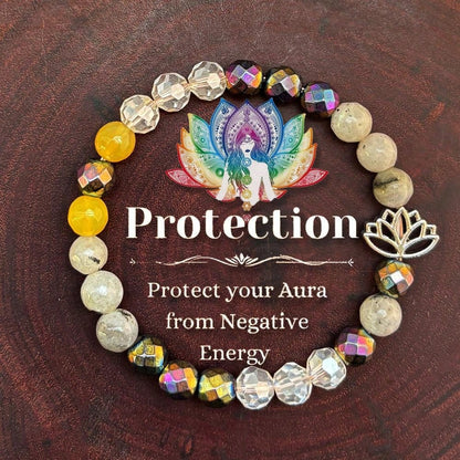 Chakra Natural Stone Lotus Yoga Bracelet for Aura Defence