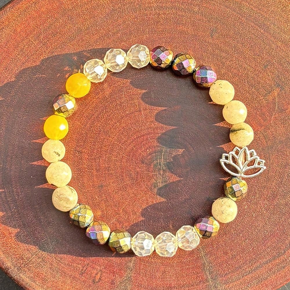 Chakra Natural Stone Lotus Yoga Bracelet for Aura Defence