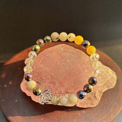 Chakra Natural Stone Lotus Yoga Bracelet for Aura Defence