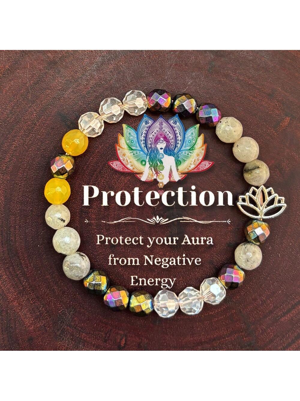 Chakra Natural Stone Lotus Yoga Bracelet for Aura Defence