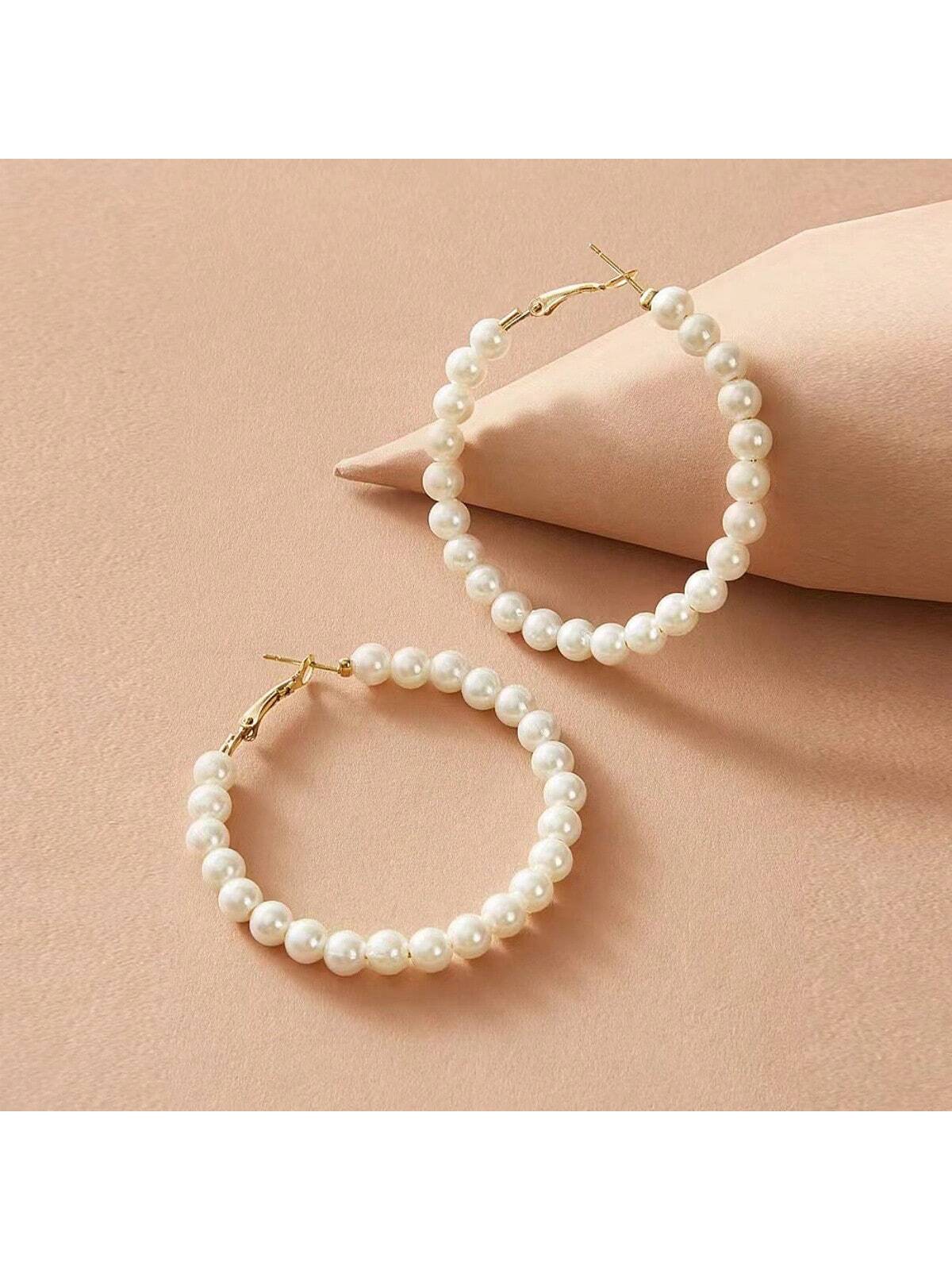 Bold Circle Pearl Statement Earrings