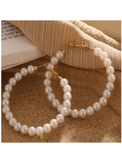 Bold Circle Pearl Statement Earrings