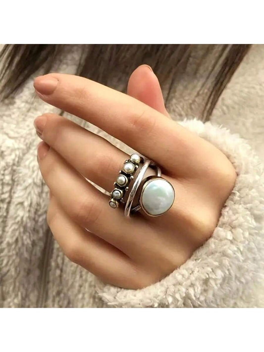 Retro Minimalist Boho Pearl Ring