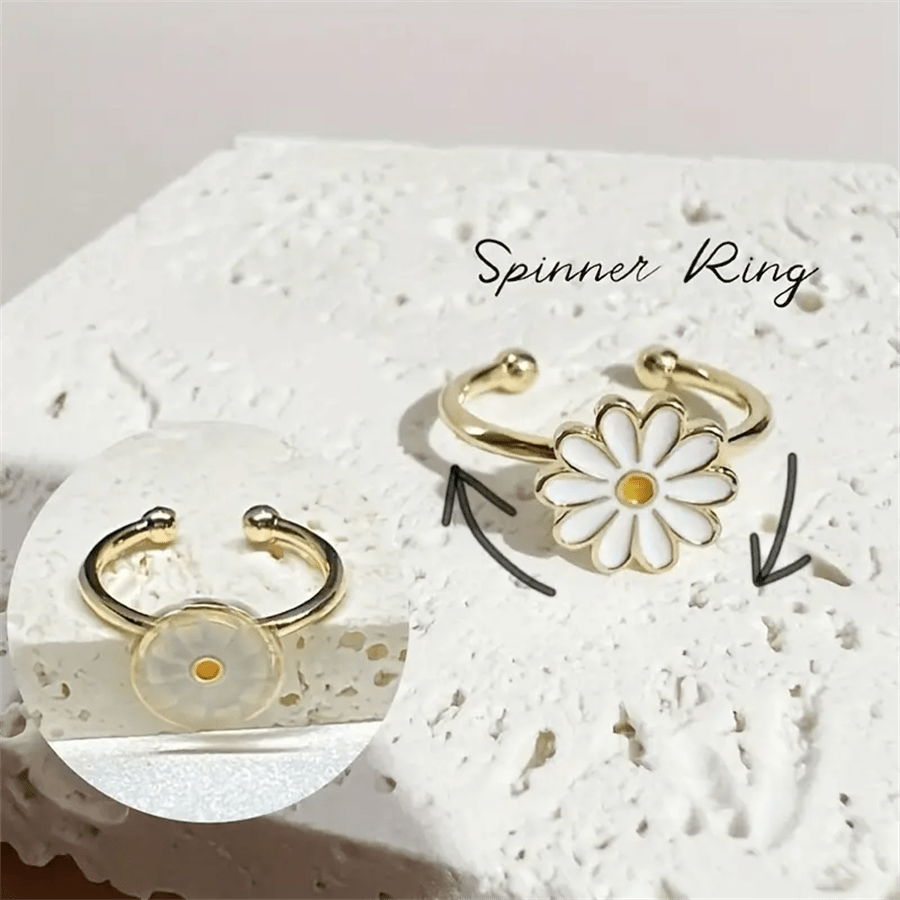 Simple Daisy Rotating  Anxiety Relief Ring