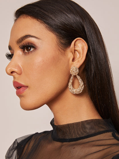 1pair Textured Geometric Drop Earrings