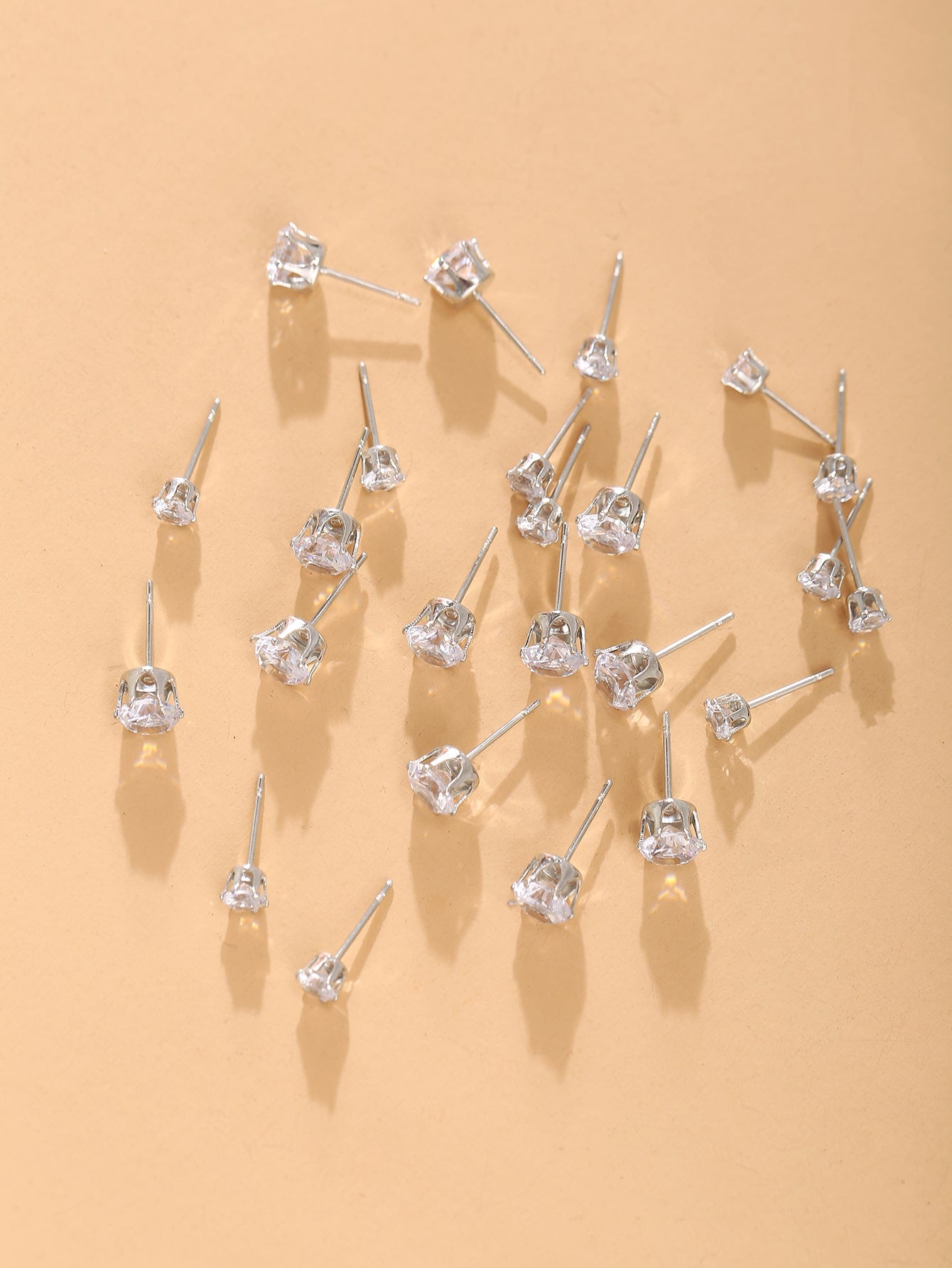 12pairs Cubic Zirconia Decor Stud Earrings