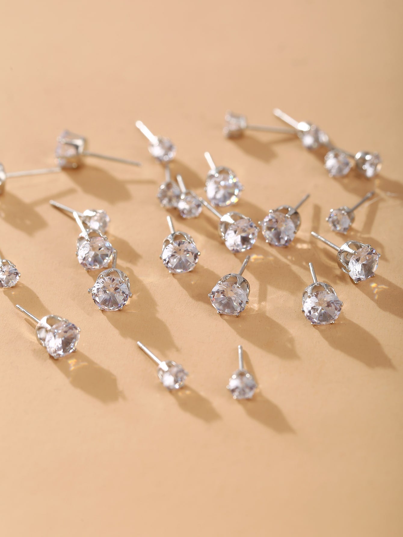 12pairs Cubic Zirconia Decor Stud Earrings