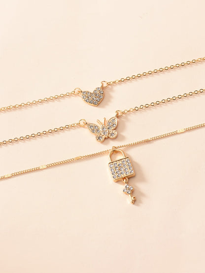 Rhinestone Heart Layered Necklace