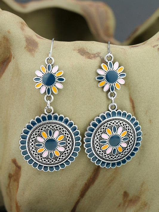 Bohemian Round Flower Drop Earrings