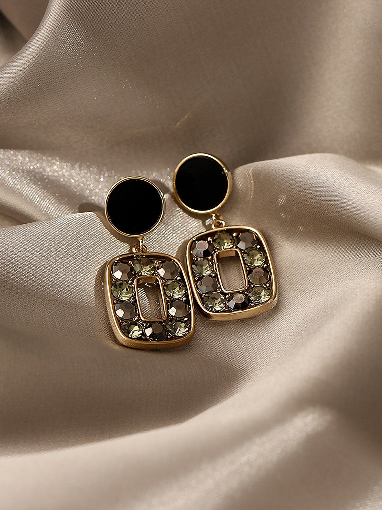 Rhinestone Decor Drop Earrings