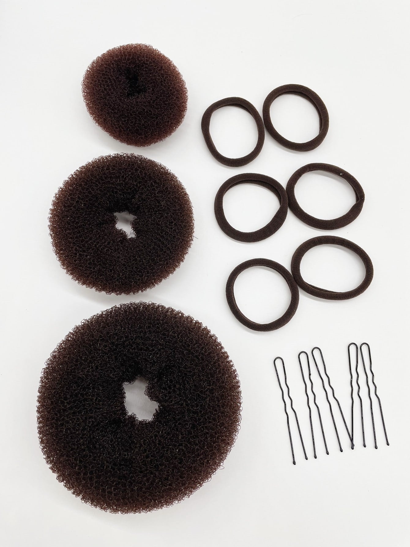 Hair Bun Maker Kit 4pcs Donut Bun Maker 1 Large 2 Medium And 1 Small 6pcs Elastic Hair Ties 20pcs Hair Bobby Pins Black