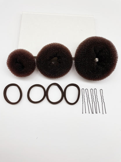 Hair Bun Maker Kit 4pcs Donut Bun Maker 1 Large 2 Medium And 1 Small 6pcs Elastic Hair Ties 20pcs Hair Bobby Pins Black