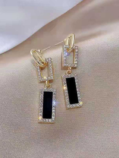 Rhinestone Decor Geometric Drop Earrings