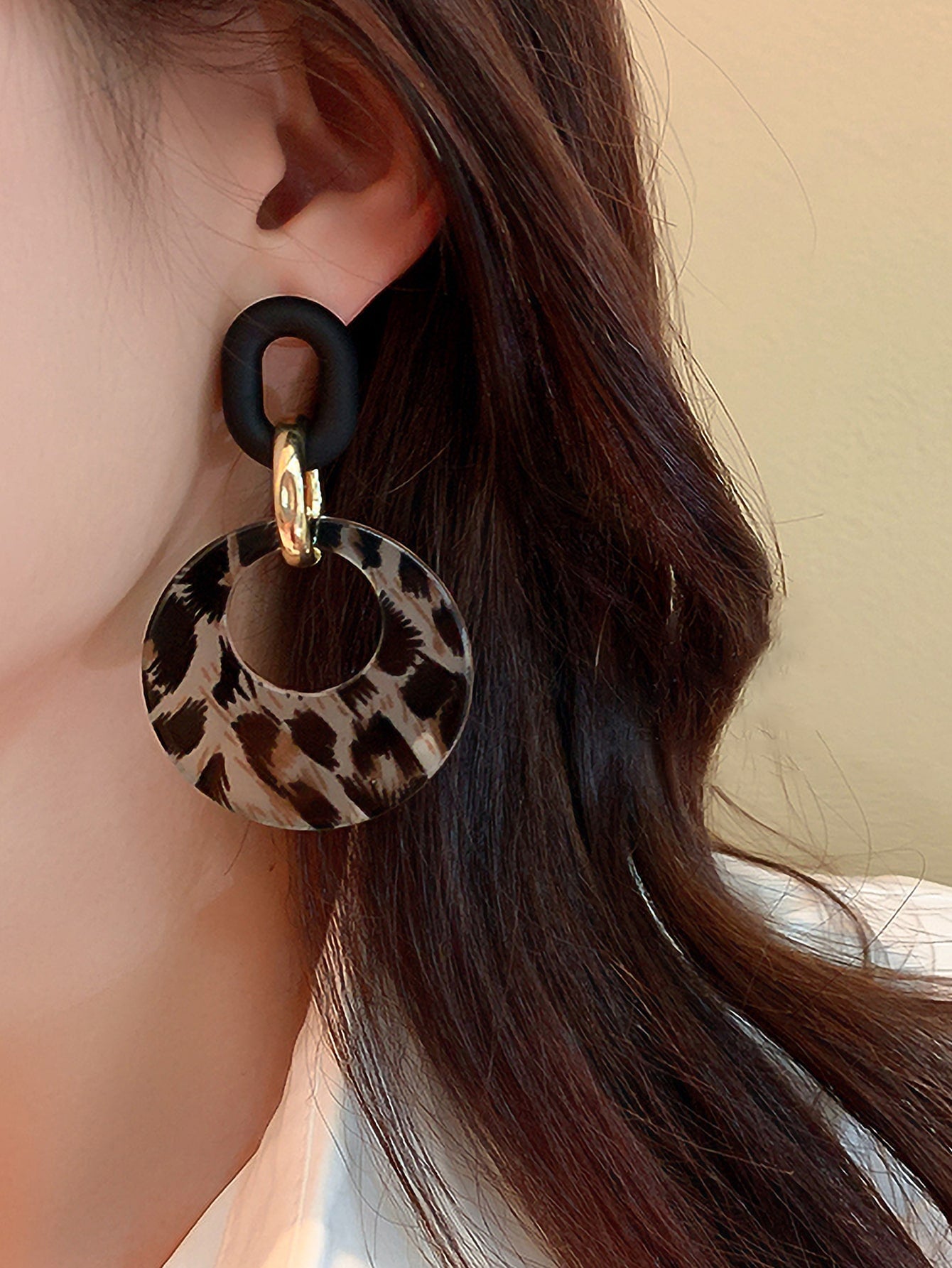 Leopard Print Round Drop Earrings