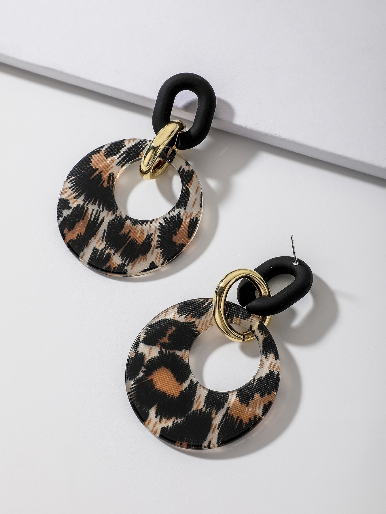 Leopard Print Round Drop Earrings