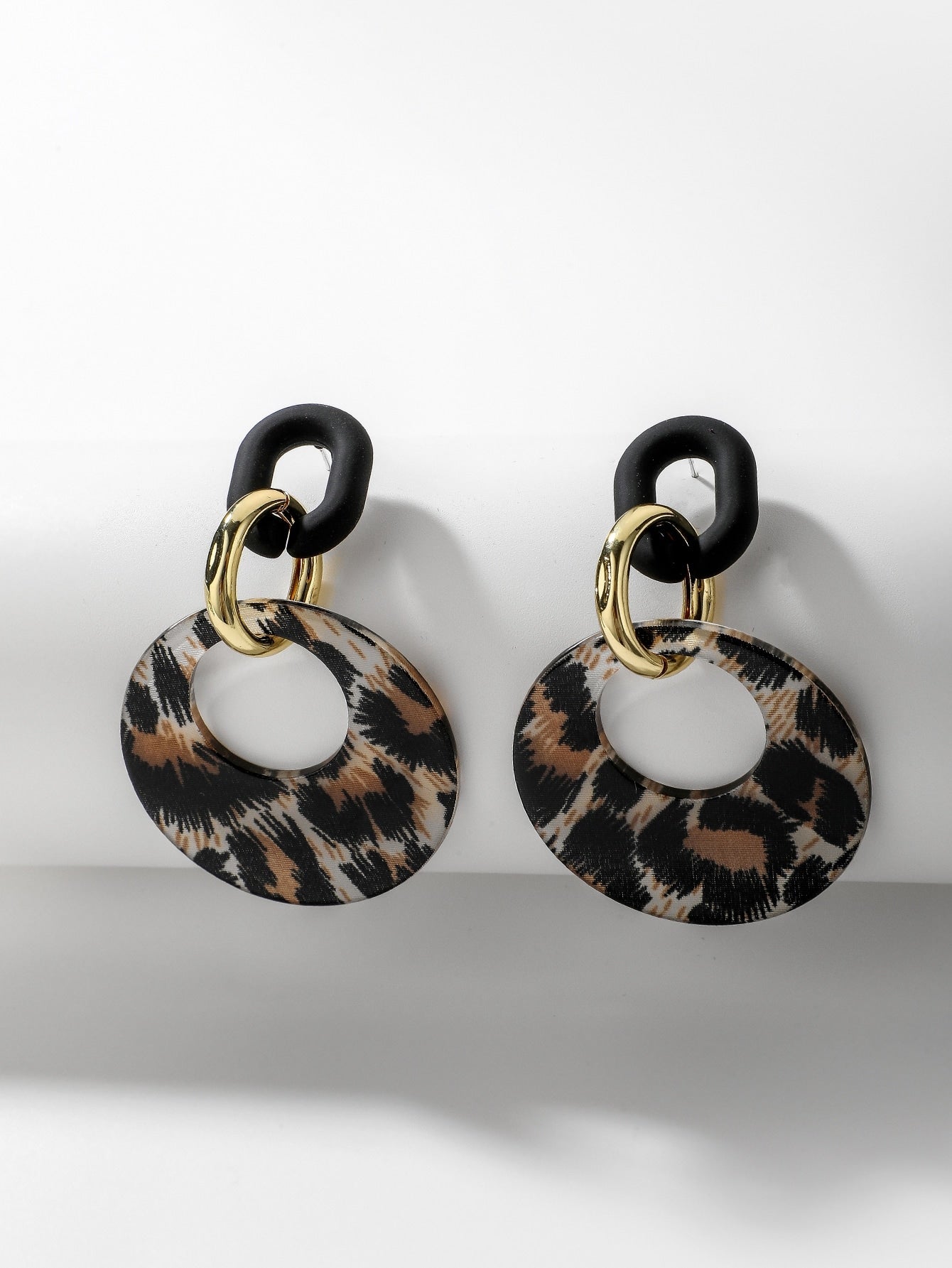 Leopard Print Round Drop Earrings