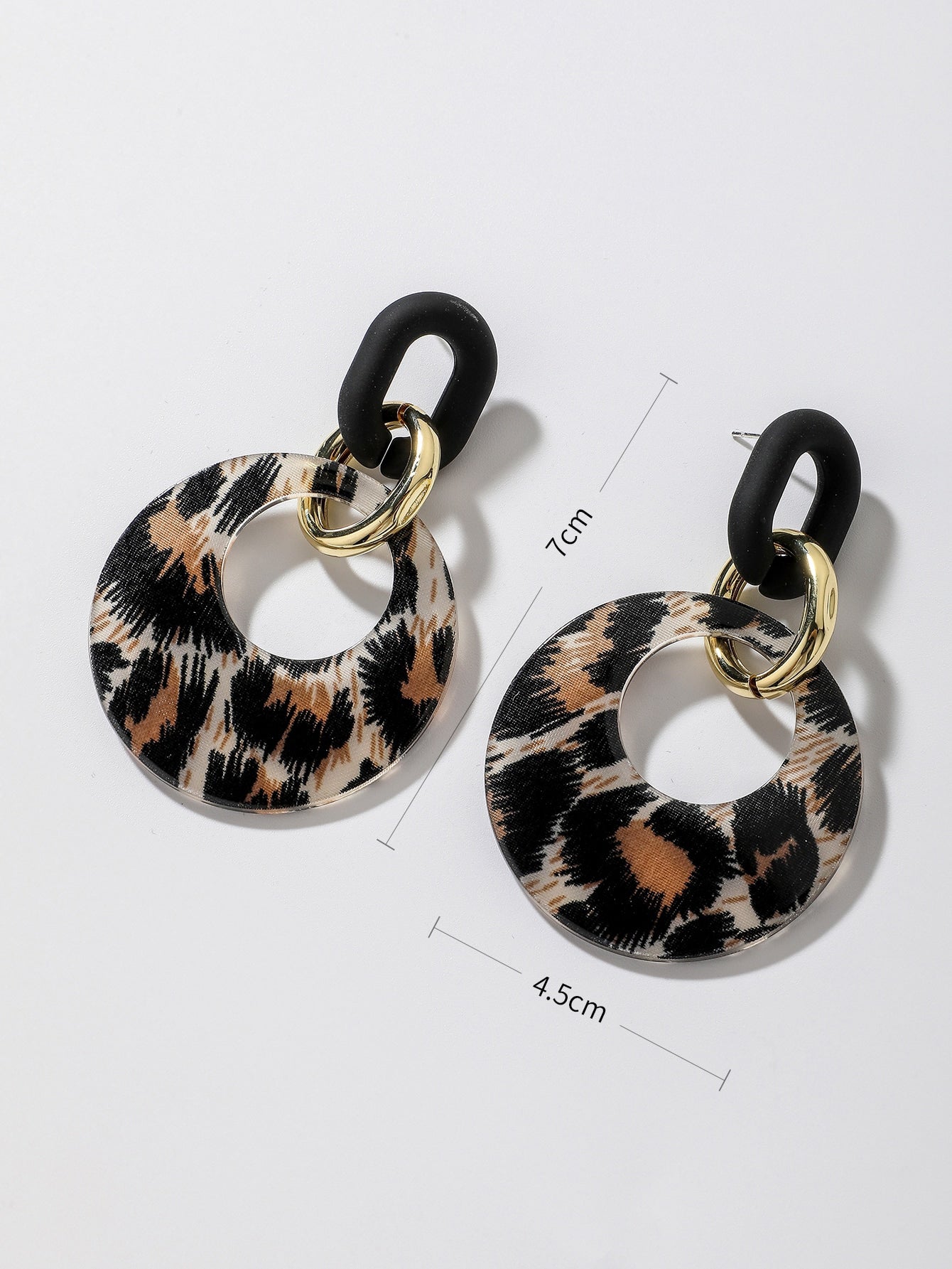 Leopard Print Round Drop Earrings