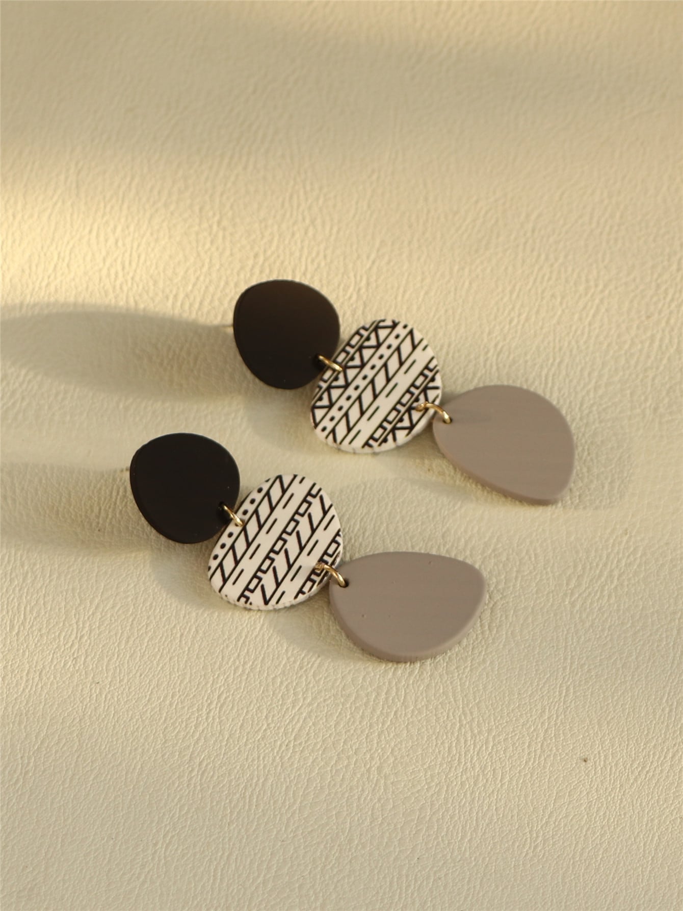 Leaf Print Drop Earrings