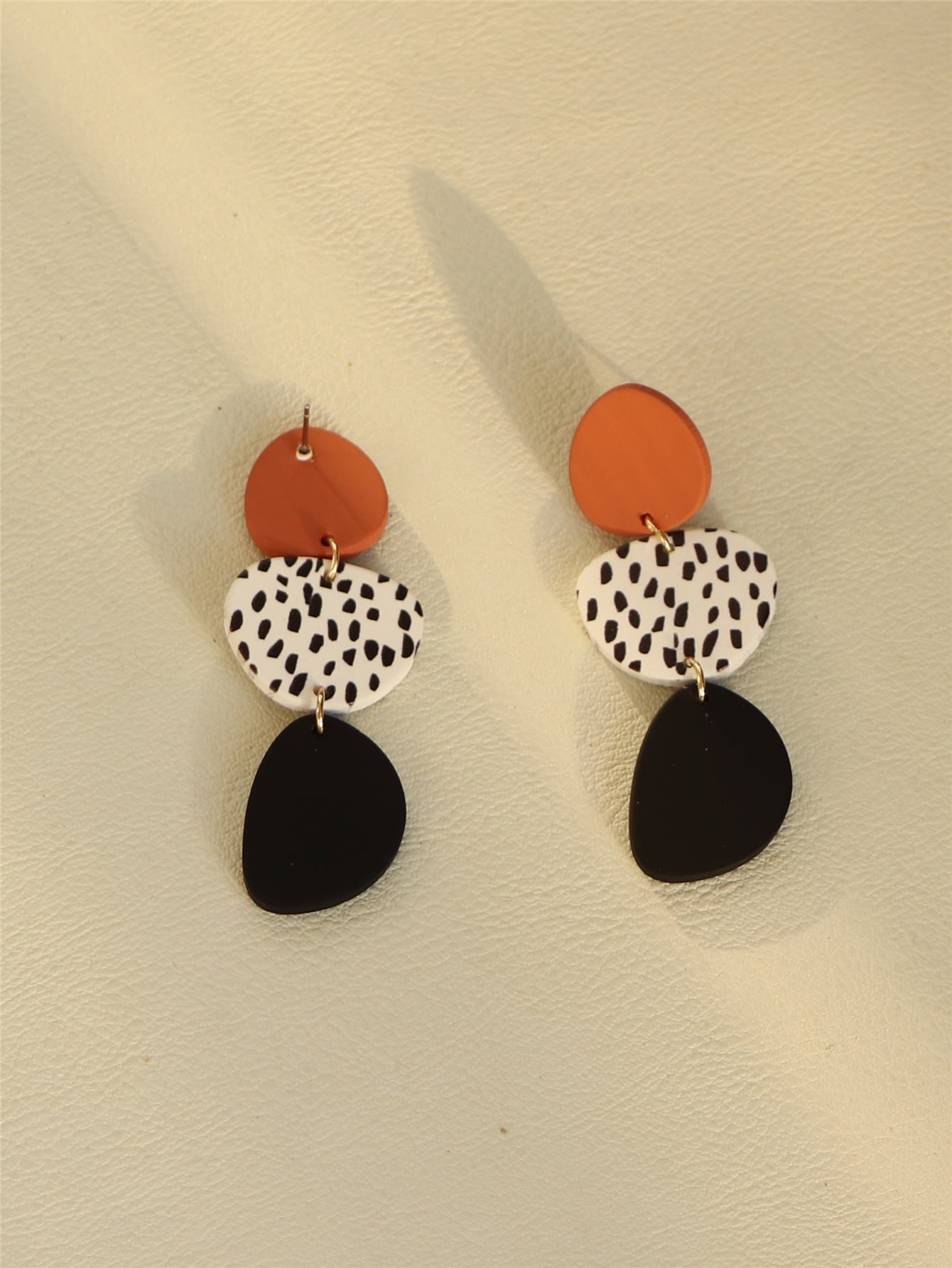 Leaf Print Drop Earrings