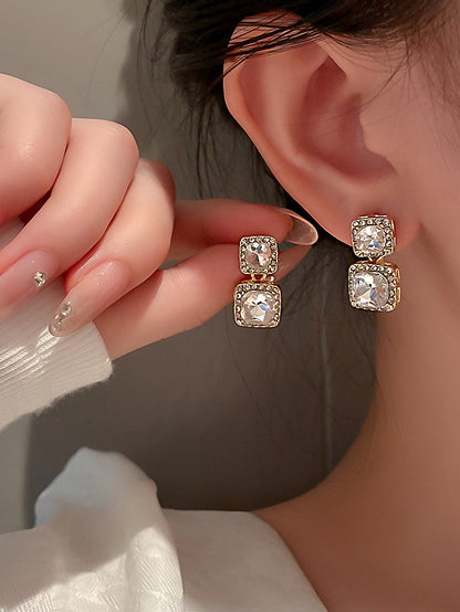 Rhinestone Geometric Drop Earrings