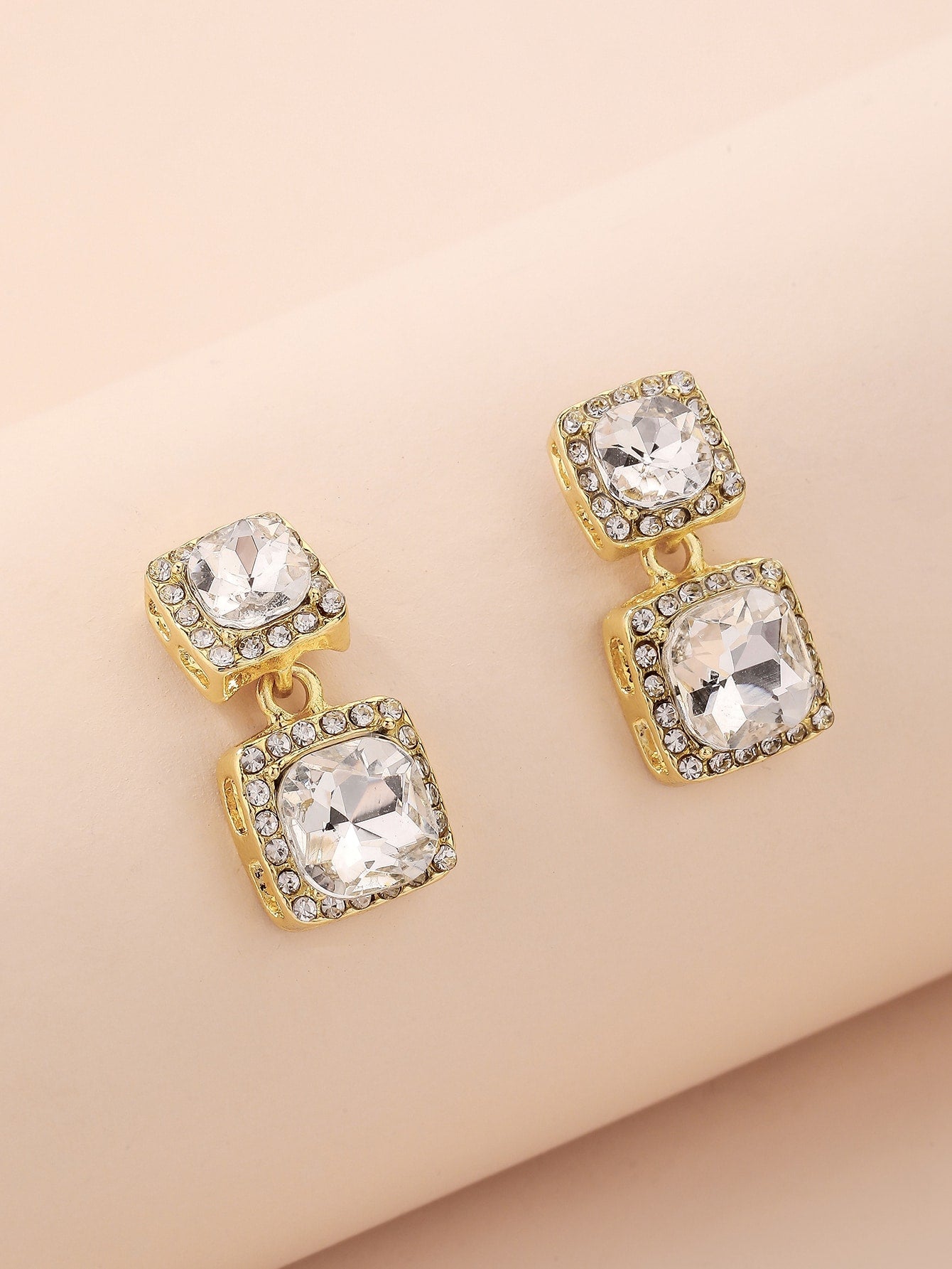 Rhinestone Geometric Drop Earrings