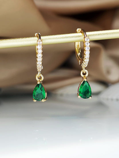 Cubic Zirconia Decor Drop Earrings