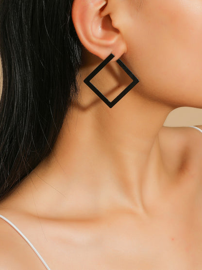 Metal Square Hoop Earrings