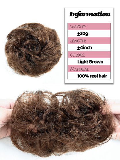 Human Hair Bun Extension: 1pc Updo Hairpiece