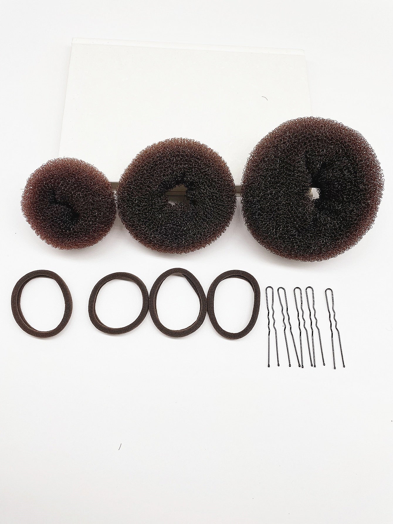 Hair Bun Maker Kit 4pcs Donut Bun Maker 1 Large 2 Medium And 1 Small 6pcs Elastic Hair Ties 20pcs Hair Bobby Pins Black