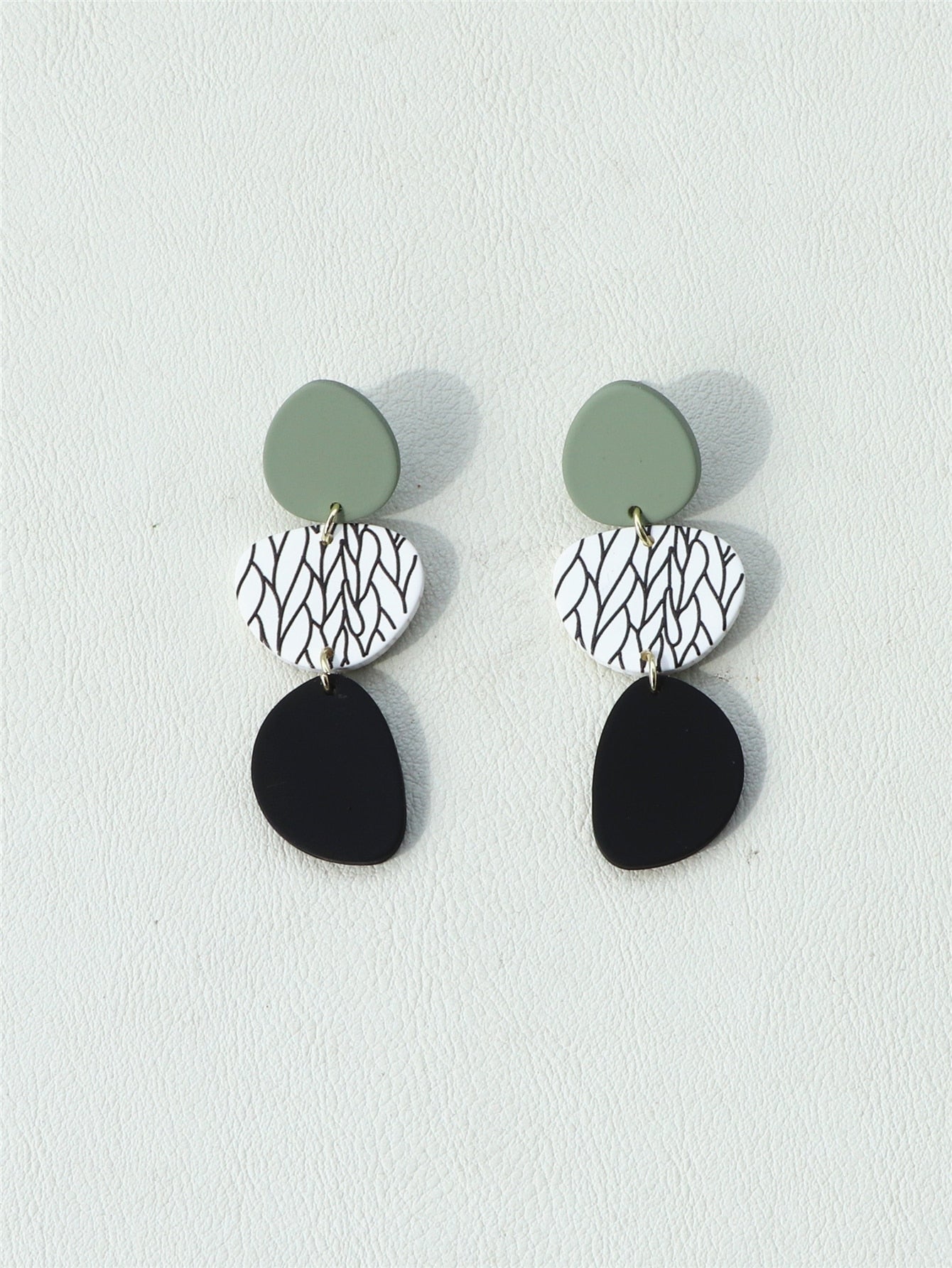 Leaf Print Drop Earrings