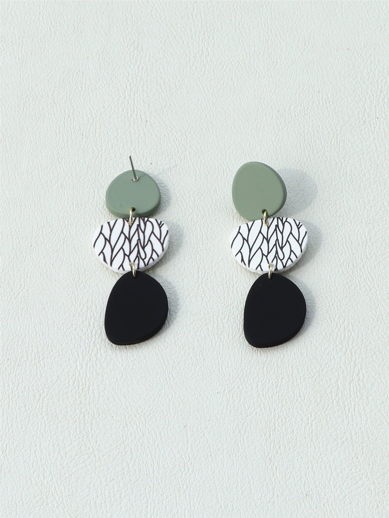 Leaf Print Drop Earrings