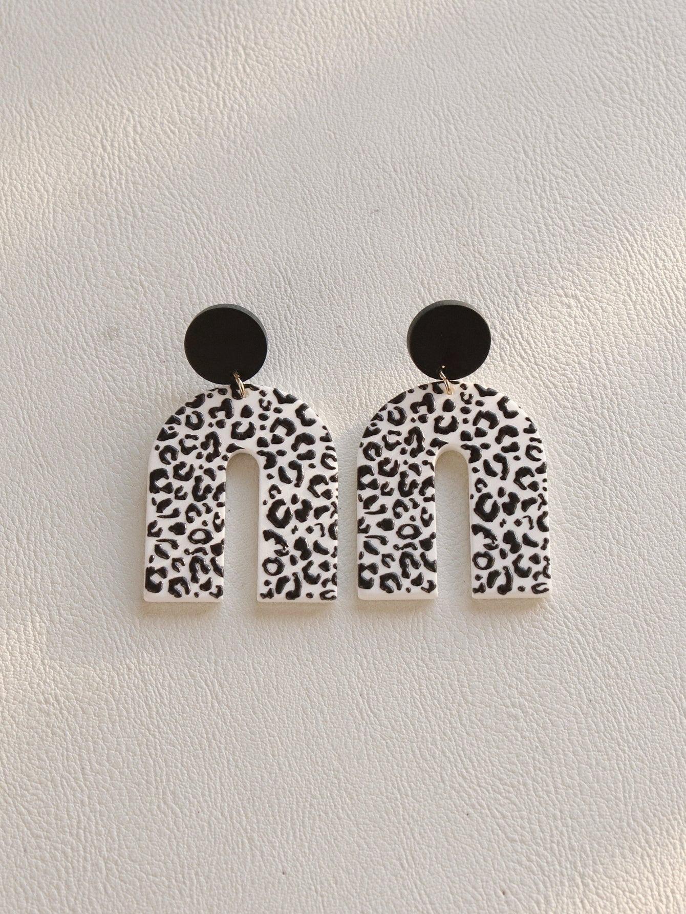 Leopard Print Geometric Drop Earrings