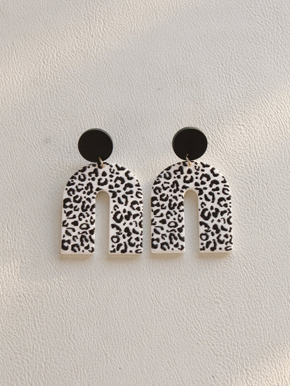 Leopard Print Geometric Drop Earrings