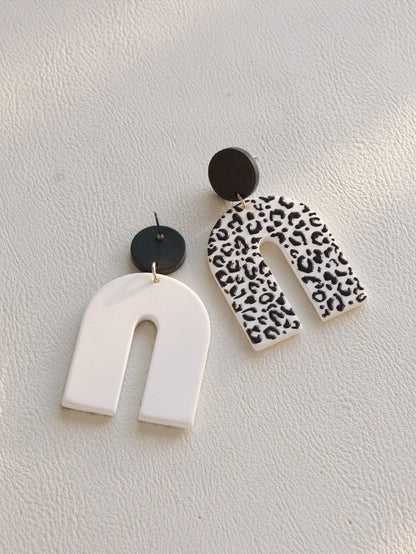 Leopard Print Geometric Drop Earrings