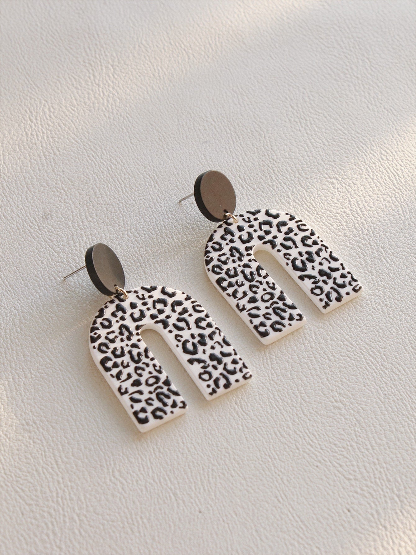 Leopard Print Geometric Drop Earrings