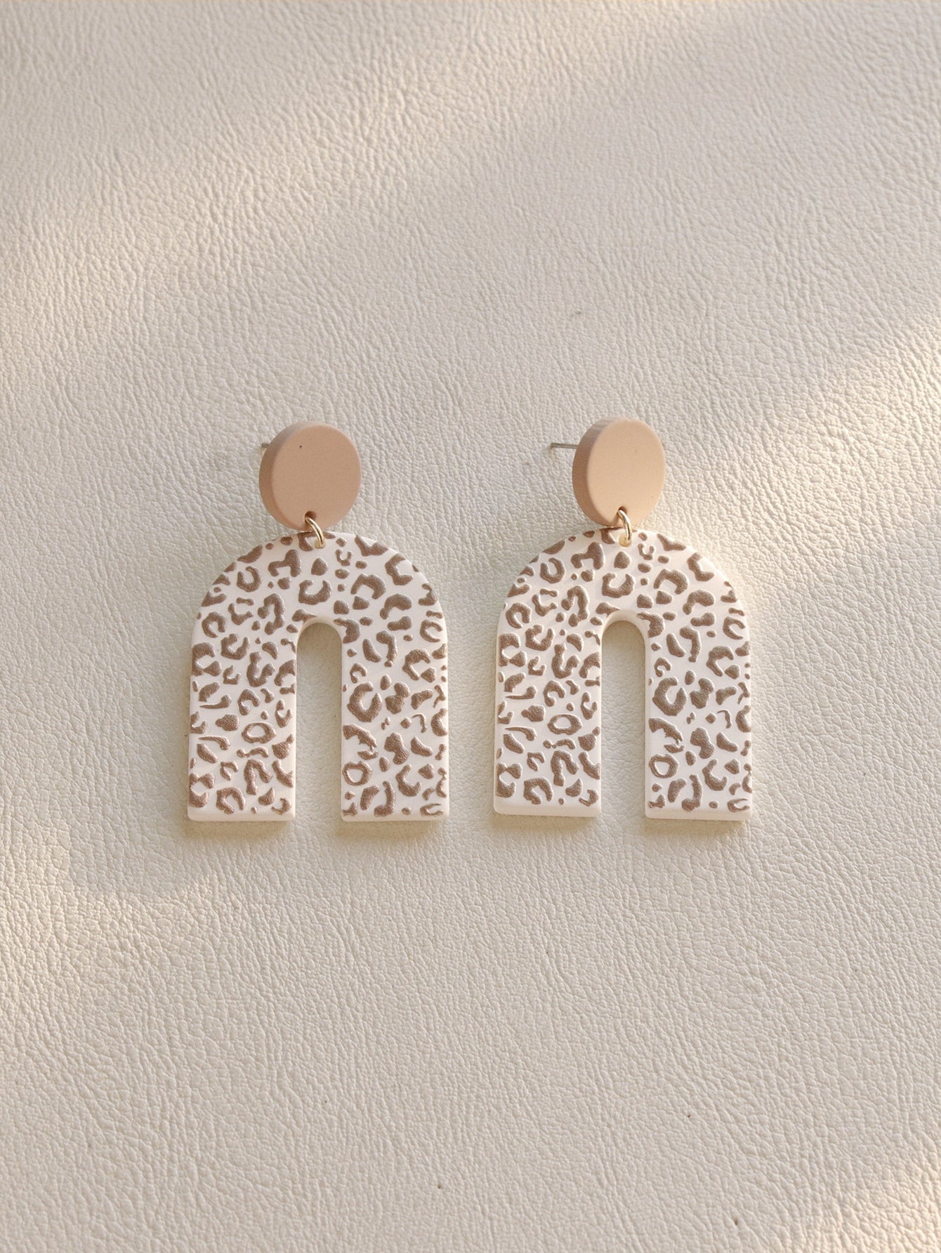 Leopard Print Geometric Drop Earrings