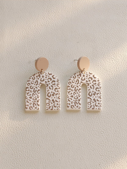 Leopard Print Geometric Drop Earrings