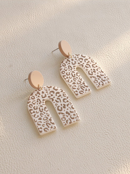 Leopard Print Geometric Drop Earrings